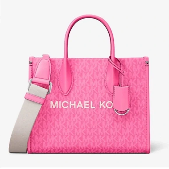 MICHAEL KORS MIRELLA SMALL SHOPPER TOTE CROSSBODY DRAGONFRUIT - Picture 10 of 12